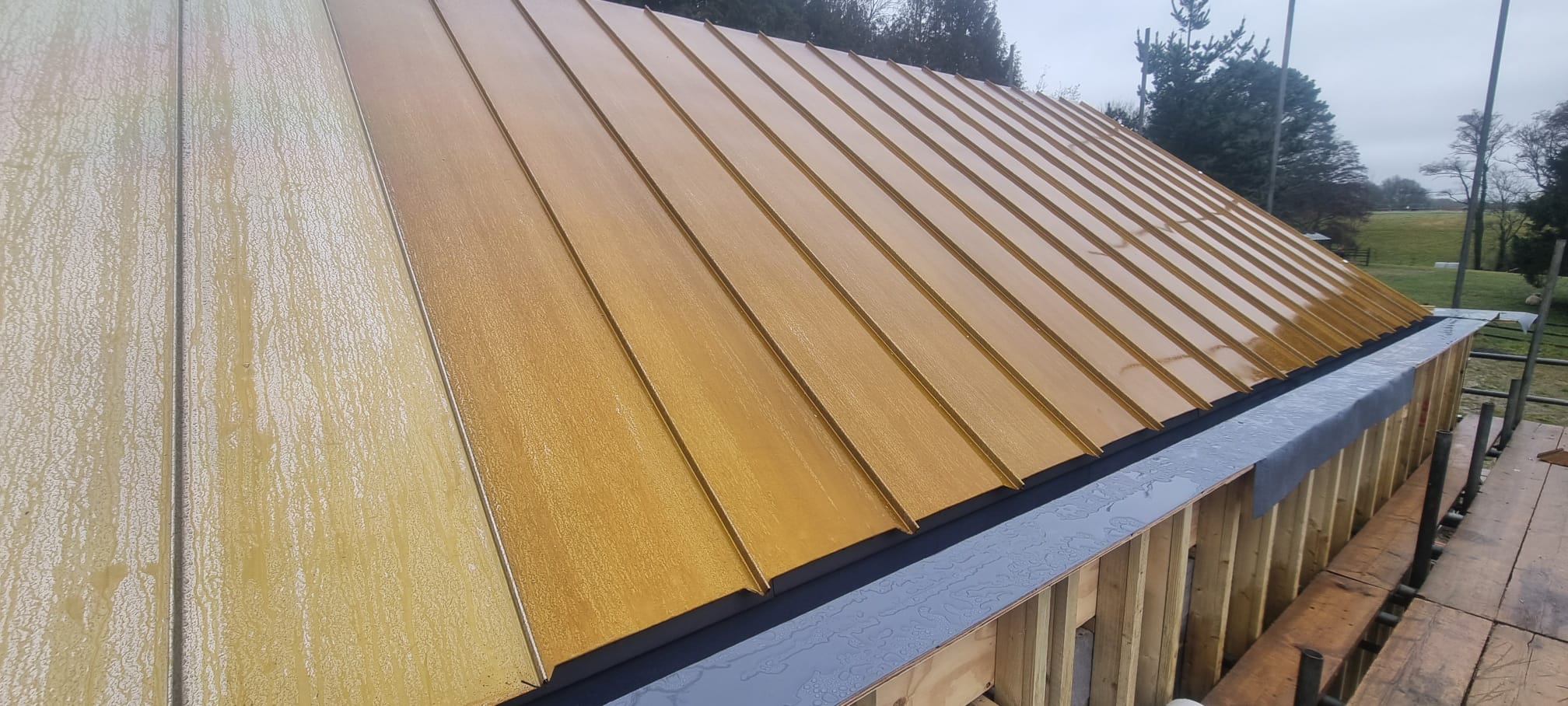 Standing seam metal roofing background